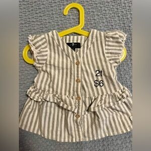 7 For All Mankind Gray and White Striped Dress